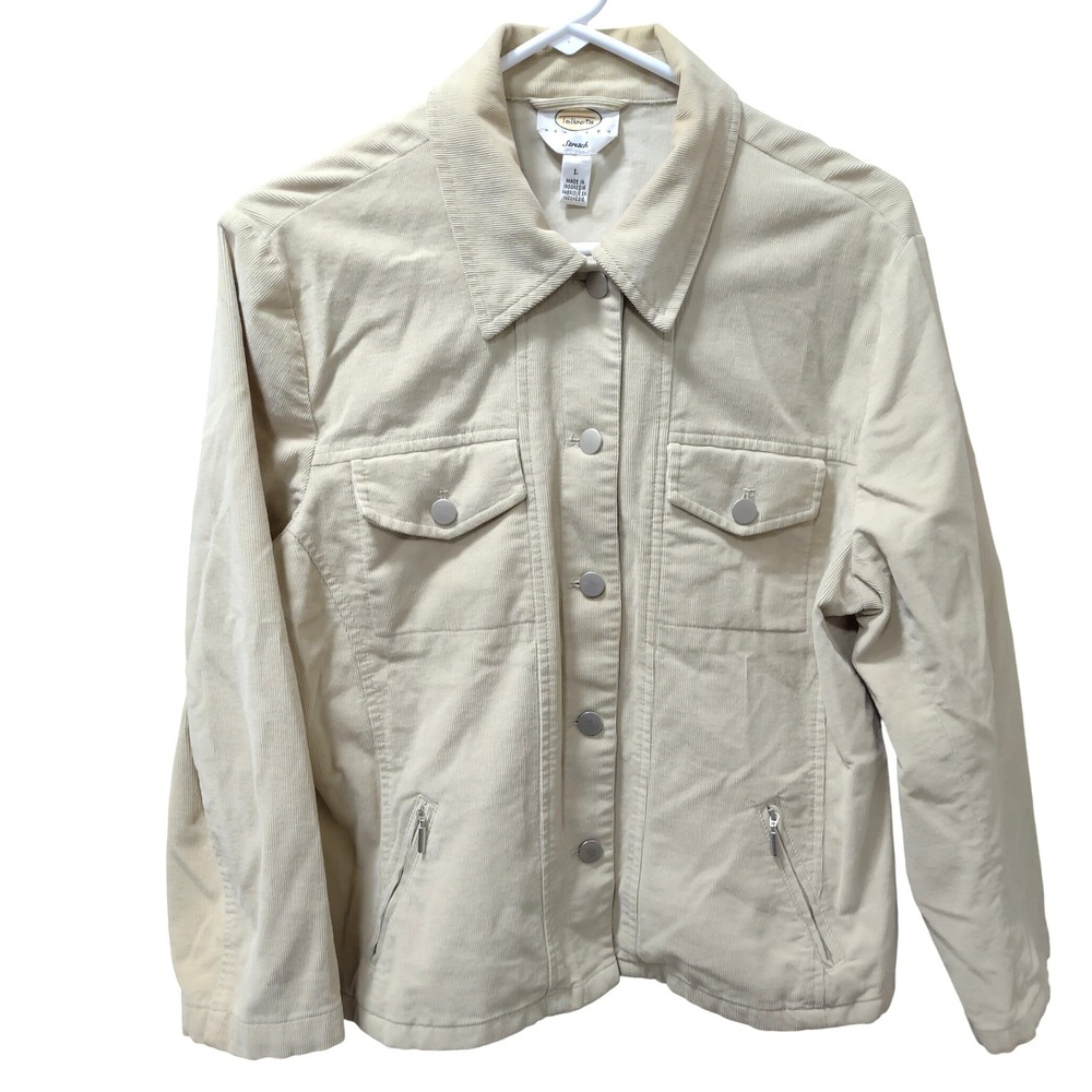 Talbots‎ Petites Stretch Corduroy Jacket Womens Large Button Up Pockets
